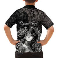 Custom New Zealand Women's Day Family Matching Summer Maxi Dress and Hawaiian Shirt Maori Tribal Girl and Silver Fern Pattern LT03 - Polynesian Pride