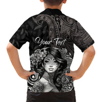 Custom New Zealand Women's Day Kid Hawaiian Shirt Maori Tribal Girl and Silver Fern Pattern LT03 - Polynesian Pride