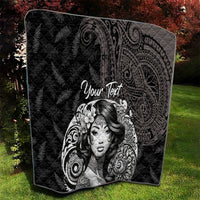 Custom New Zealand Women's Day Quilt Maori Tribal Girl and Silver Fern Pattern