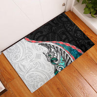 New Zealand Rubber Doormat Manaia Fern and Koru Maori Pattern LT03 Black - Polynesian Pride