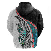 New Zealand Zip Hoodie Manaia Fern and Koru Maori Pattern LT03 - Polynesian Pride