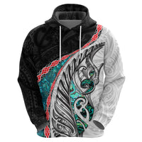 New Zealand Zip Hoodie Manaia Fern and Koru Maori Pattern LT03 - Polynesian Pride