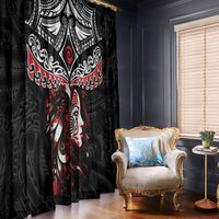 New Zealand Maori Girl Window Curtain Silver Fern and Koru Pattern