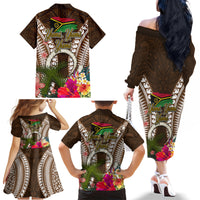 Vanuatu Selebretem 44th Indipendens Dei Family Matching Off The Shoulder Long Sleeve Dress and Hawaiian Shirt Yumi Pig Tusk and Namele Fern