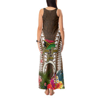 Vanuatu Selebretem 44th Indipendens Dei Tank Maxi Dress Yumi Pig Tusk and Namele Fern LT03 - Polynesian Pride