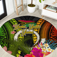 Vanuatu Independence Day Round Carpet Tugeta Yumi Selebretem Indipendens Dei LT03 Black - Polynesian Pride