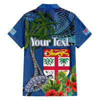 Personalised Fiji Independence Day Hawaiian Shirt Fijian Coat of Arms Palm and Hibiscus Tapa Pattern LT03 - Polynesian Pride