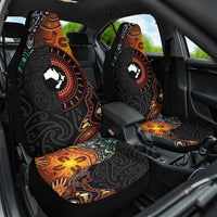 New Zealand and Australia Together Car Seat Cover Maori Tattoo Paua Shell mix Aboriginal Pattern LT03 One Size Black - Polynesian Pride