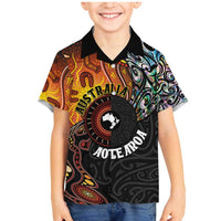 New Zealand and Australia Together Family Matching Mermaid Dress and Hawaiian Shirt Maori Tattoo Paua Shell mix Aboriginal Pattern