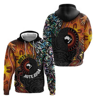 New Zealand and Australia Together Hoodie Maori Tattoo Paua Shell mix Aboriginal Pattern