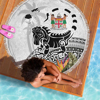 Fiji Iguana Beach Blanket Tapa Tribal Tattoo and Hibiscus