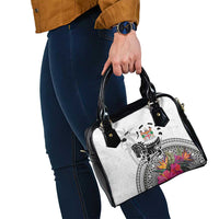 Fiji Iguana Shoulder Handbag Tapa Tribal Tattoo and Hibiscus