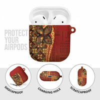 Samoan Pacific Tribal Flower Geometric Art Tattoos AirPods Case Siapo Pattern Flame Sunset - Polynesian Pride