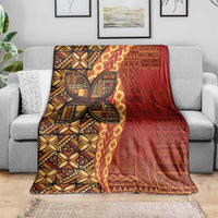 Samoan Pacific Tribal Flower Geometric Art Tattoos Blanket Siapo Pattern Flame Sunset - Polynesian Pride