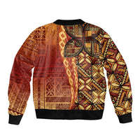 Samoan Pacific Tribal Flower Geometric Art Tattoos Bomber Jacket Siapo Pattern Flame Sunset - Polynesian Pride