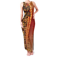 Samoan Pacific Tribal Flower Geometric Art Tattoos Family Matching Tank Maxi Dress and Hawaiian Shirt Siapo Pattern Flame Sunset - Polynesian Pride