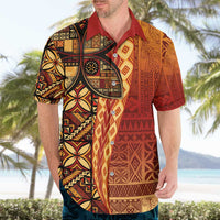 Samoan Pacific Tribal Flower Geometric Art Tattoos Hawaiian Shirt Siapo Pattern Flame Sunset - Polynesian Pride