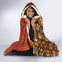 Samoan Pacific Tribal Flower Geometric Art Tattoos Hooded Blanket Siapo Pattern Flame Sunset LT03 - Polynesian Pride