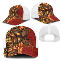 Samoan Pacific Tribal Flower Geometric Art Tattoos Mesh Trucker Cap Siapo Pattern Flame Sunset LT03 - Polynesian Pride