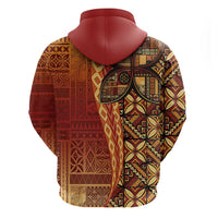 Samoan Pacific Tribal Flower Geometric Art Tattoos Zip Hoodie Siapo Pattern Flame Sunset - Polynesian Pride