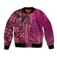 Samoan Pacific Tribal Flower Geometric Art Tattoos Bomber Jacket Siapo Pattern Romantic Rose - Polynesian Pride