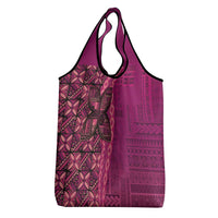 Samoan Pacific Tribal Flower Geometric Art Tattoos Grocery Bag Siapo Pattern Romantic Rose - Polynesian Pride