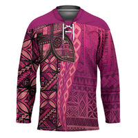 Samoan Pacific Tribal Flower Geometric Art Tattoos Hockey Jersey Siapo Pattern Romantic Rose LT03 Unisex Pink - Polynesian Pride