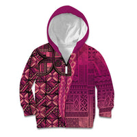 Samoan Pacific Tribal Flower Geometric Art Tattoos Kid Hoodie Siapo Pattern Romantic Rose LT03 Zip Hoodie Pink - Polynesian Pride