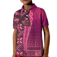 Samoan Pacific Tribal Flower Geometric Art Tattoos Kid Polo Shirt Siapo Pattern Romantic Rose LT03 Kid Pink - Polynesian Pride