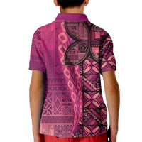Samoan Pacific Tribal Flower Geometric Art Tattoos Kid Polo Shirt Siapo Pattern Romantic Rose LT03 - Polynesian Pride