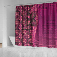 Samoan Pacific Tribal Flower Geometric Art Tattoos Shower Curtain Siapo Pattern Romantic Rose - Polynesian Pride