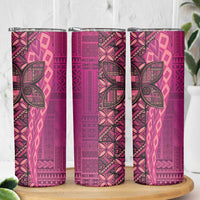 Samoan Pacific Tribal Flower Geometric Art Tattoos Skinny Tumbler Siapo Pattern Romantic Rose - Polynesian Pride