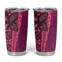 Samoan Pacific Tribal Flower Geometric Art Tattoos Tumbler Cup Siapo Pattern Romantic Rose - Polynesian Pride