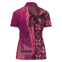 Samoan Pacific Tribal Flower Geometric Art Tattoos Women Polo Shirt Siapo Pattern Romantic Rose - Polynesian Pride