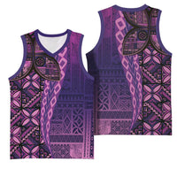 Samoan Pacific Tribal Flower Geometric Art Tattoos Basketball Jersey Siapo Pattern Purple Haze LT03 - Polynesian Pride