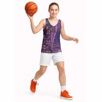 Samoan Pacific Tribal Flower Geometric Art Tattoos Basketball Jersey Siapo Pattern Purple Haze LT03 - Polynesian Pride