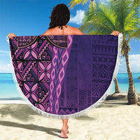 Samoan Pacific Tribal Flower Geometric Art Tattoos Beach Blanket Siapo Pattern Purple Haze - Polynesian Pride