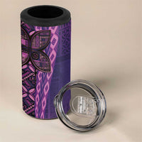 Samoan Pacific Tribal Flower Geometric Art Tattoos 4 in 1 Can Cooler Tumbler Siapo Pattern Purple Haze LT03 - Polynesian Pride