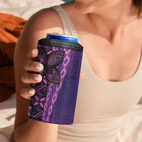 Samoan Pacific Tribal Flower Geometric Art Tattoos 4 in 1 Can Cooler Tumbler Siapo Pattern Purple Haze LT03 - Polynesian Pride