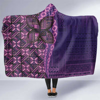 Samoan Pacific Tribal Flower Geometric Art Tattoos Hooded Blanket Siapo Pattern Purple Haze LT03 One Size Purple - Polynesian Pride