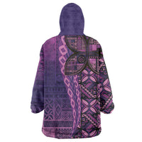 Samoan Pacific Tribal Flower Geometric Art Tattoos Wearable Blanket Hoodie Siapo Pattern Purple Haze - Polynesian Pride