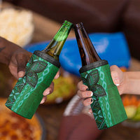 Samoan Pacific Tribal Flower Geometric Art Tattoos 4 in 1 Can Cooler Tumbler Siapo Pattern Emerald Glow LT03 - Polynesian Pride