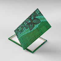 Samoan Pacific Tribal Flower Geometric Art Tattoos Canvas Wall Art Siapo Pattern Emerald Glow - Polynesian Pride