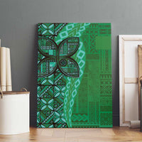 Samoan Pacific Tribal Flower Geometric Art Tattoos Canvas Wall Art Siapo Pattern Emerald Glow - Polynesian Pride
