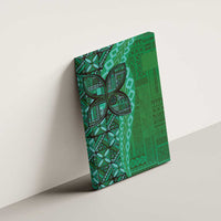 Samoan Pacific Tribal Flower Geometric Art Tattoos Canvas Wall Art Siapo Pattern Emerald Glow - Polynesian Pride