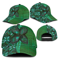 Samoan Pacific Tribal Flower Geometric Art Tattoos Classic Cap Siapo Pattern Emerald Glow LT03 - Polynesian Pride