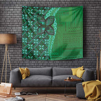 Samoan Pacific Tribal Flower Geometric Art Tattoos Tapestry Siapo Pattern Emerald Glow LT03 Green - Polynesian Pride