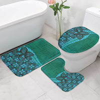Samoan Pacific Tribal Flower Geometric Art Tattoos Bathroom Set Siapo Pattern Turquoise Tide - Polynesian Pride