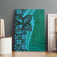 Samoan Pacific Tribal Flower Geometric Art Tattoos Canvas Wall Art Siapo Pattern Turquoise Tide - Polynesian Pride