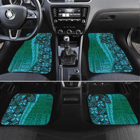 Samoan Pacific Tribal Flower Geometric Art Tattoos Car Mats Siapo Pattern Turquoise Tide - Polynesian Pride